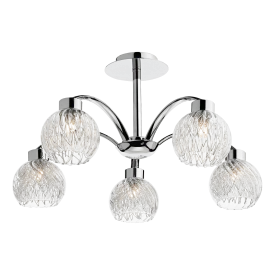 5 Light Semi Flush Ceiling Light - Polished Chrome