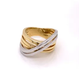 18K Custom Estate T/T Crossover Fashion Ring