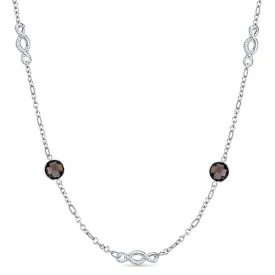 36 Inch Silver Rock Crystal Station Necklace