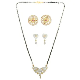 AanyaCentric Gold Plated Mangalsutra with Pendant, 2 Pair Earrings