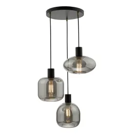 Aiden 3 Light Cluster Pendant Satin Black & Smoked