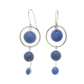 Circle and Triple Pod Earrings in Medium Cobalt