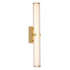 Clamp LED Gold Bathroom Wall Light, 23w, Opal Ribbed Glass