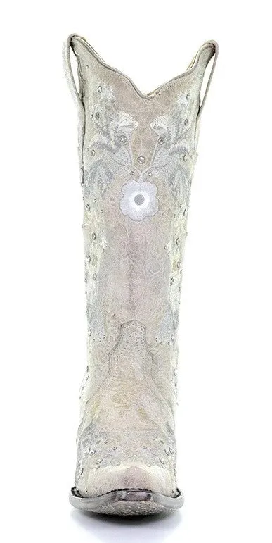 CORRAL A3521 WEDDING COLLECTION MARIA AGED IVORY CRYSTAL BOOT