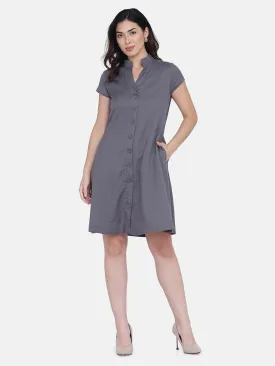 Dark Heather Grey Shirt Dress