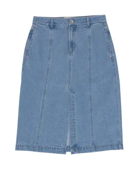 Denim Midi Skirt Bleached Denim