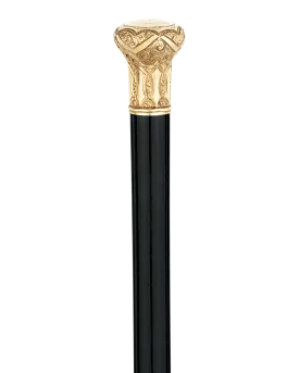 Ebonized Wood Gold Knob Presentation Cane