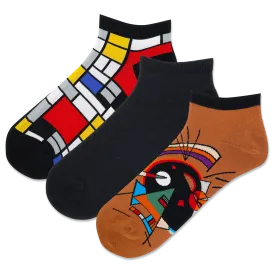 HOTSOX Men's Mondrian/ Kandinsky Low Cut Sock 3 Pack