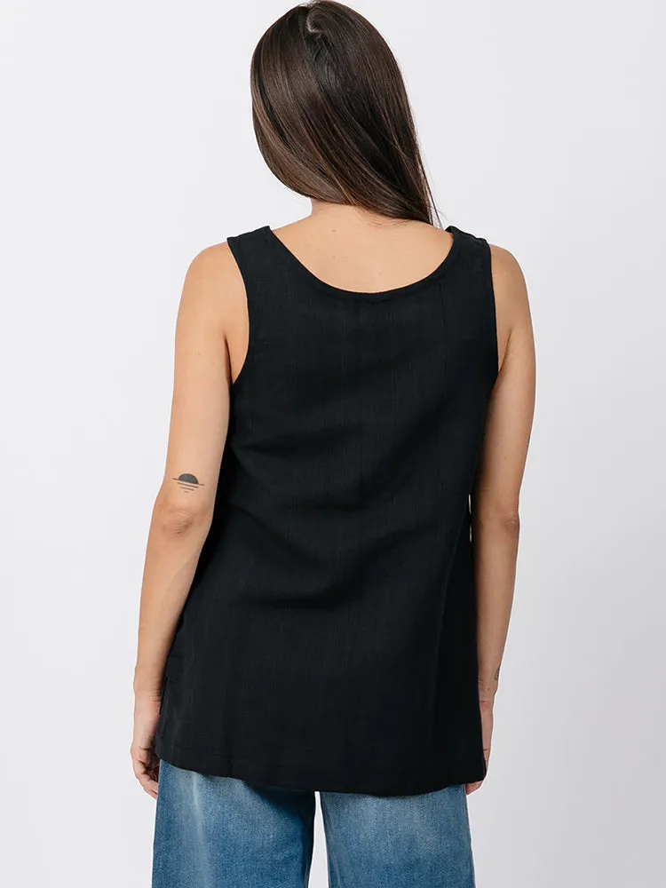 Melissa Tank - Black Linen