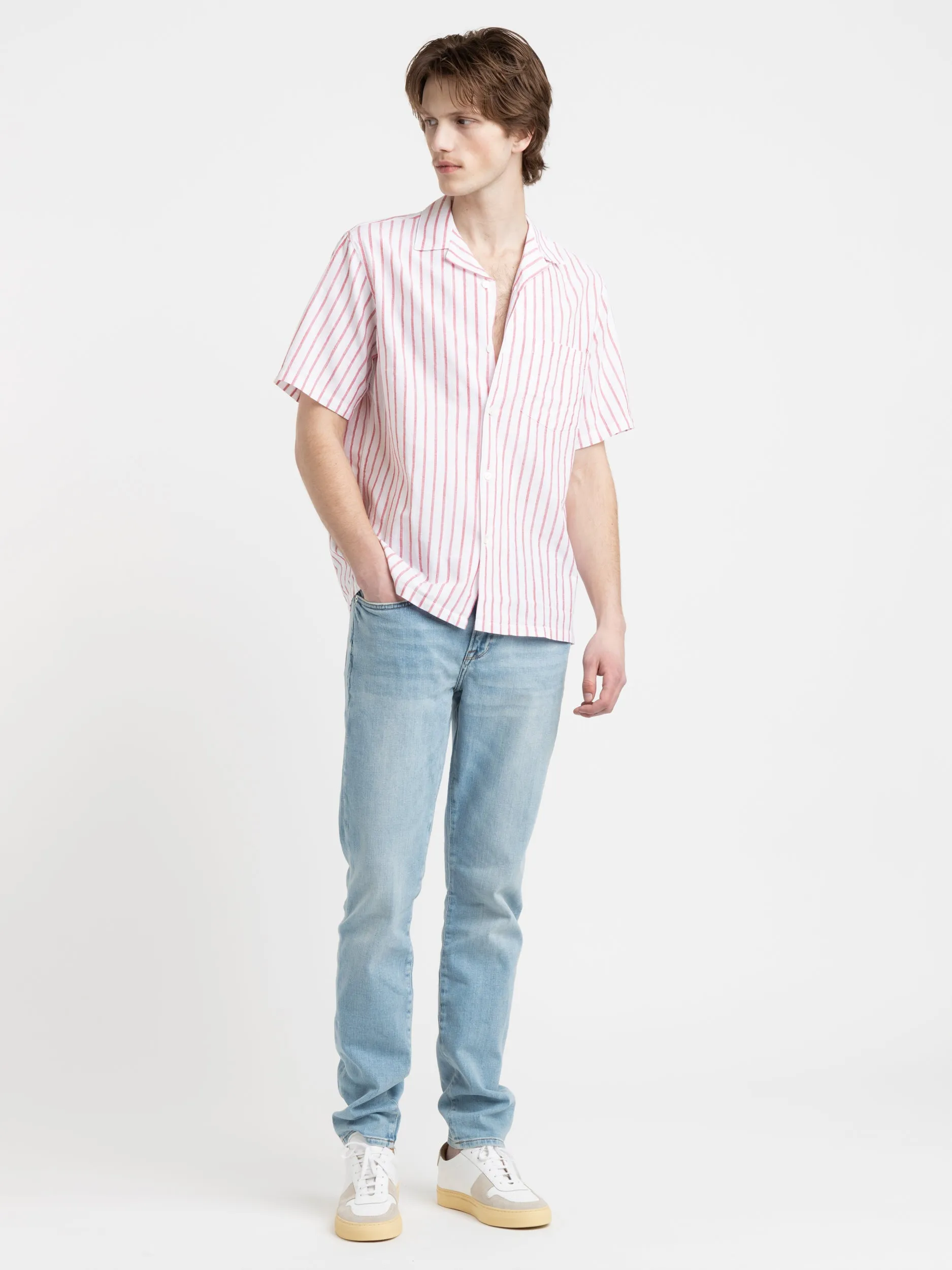 Red Beach Cabin Stripe Shirt