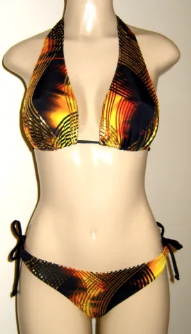 Sliding Halter Bikini Top and Keyhole Swimwear Bottom